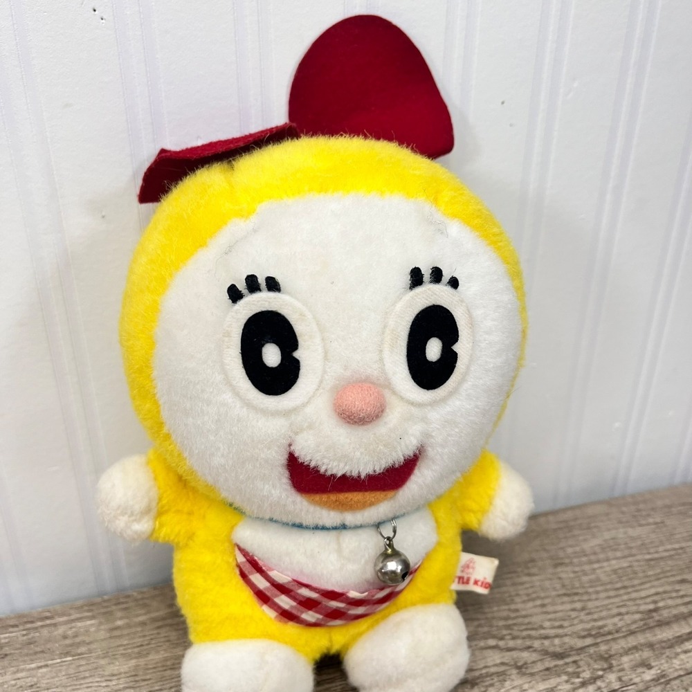 Bandai Dorami Doraemon Vintage Fuzzy Plush Toy Japan 1991 Doll Yellow Cat 8.5" - Picture 2 of 7